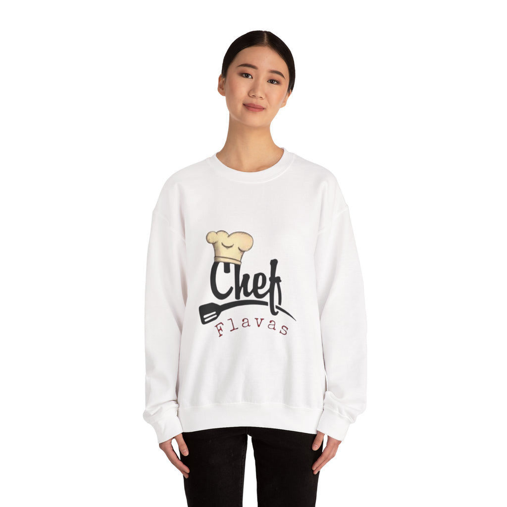 Chef Flavas Crewneck Sweatshirt — Cute Chef Hat & Spatula Cooking Shirt