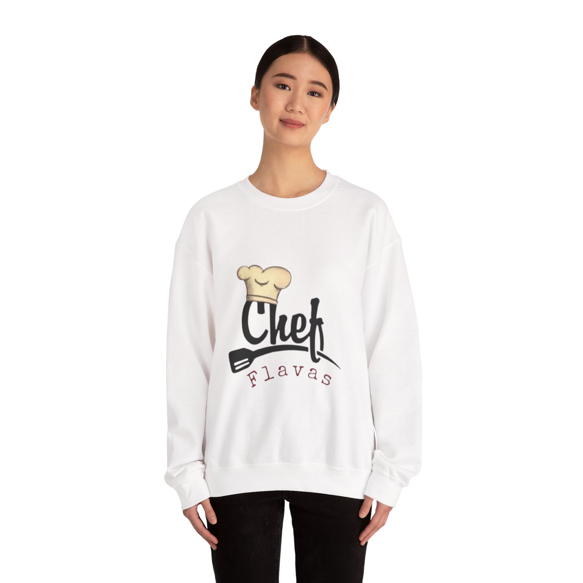 Chef Flavas Crewneck Sweatshirt — Cute Chef Hat & Spatula Cooking Shirt